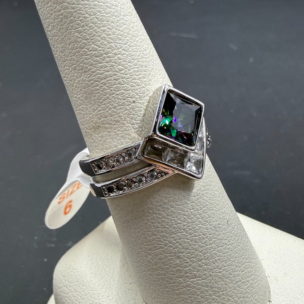 Bomb Party Blissful Blassings Size 6 Ring Lab Rainbow Topaz RBP6637 Rhodium